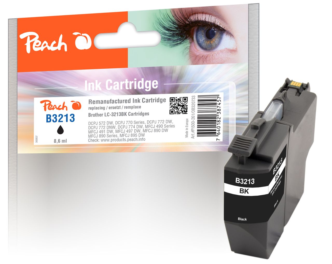Peach Tintenpatrone schwarz XL, ersetzt Brother LC-3213BK