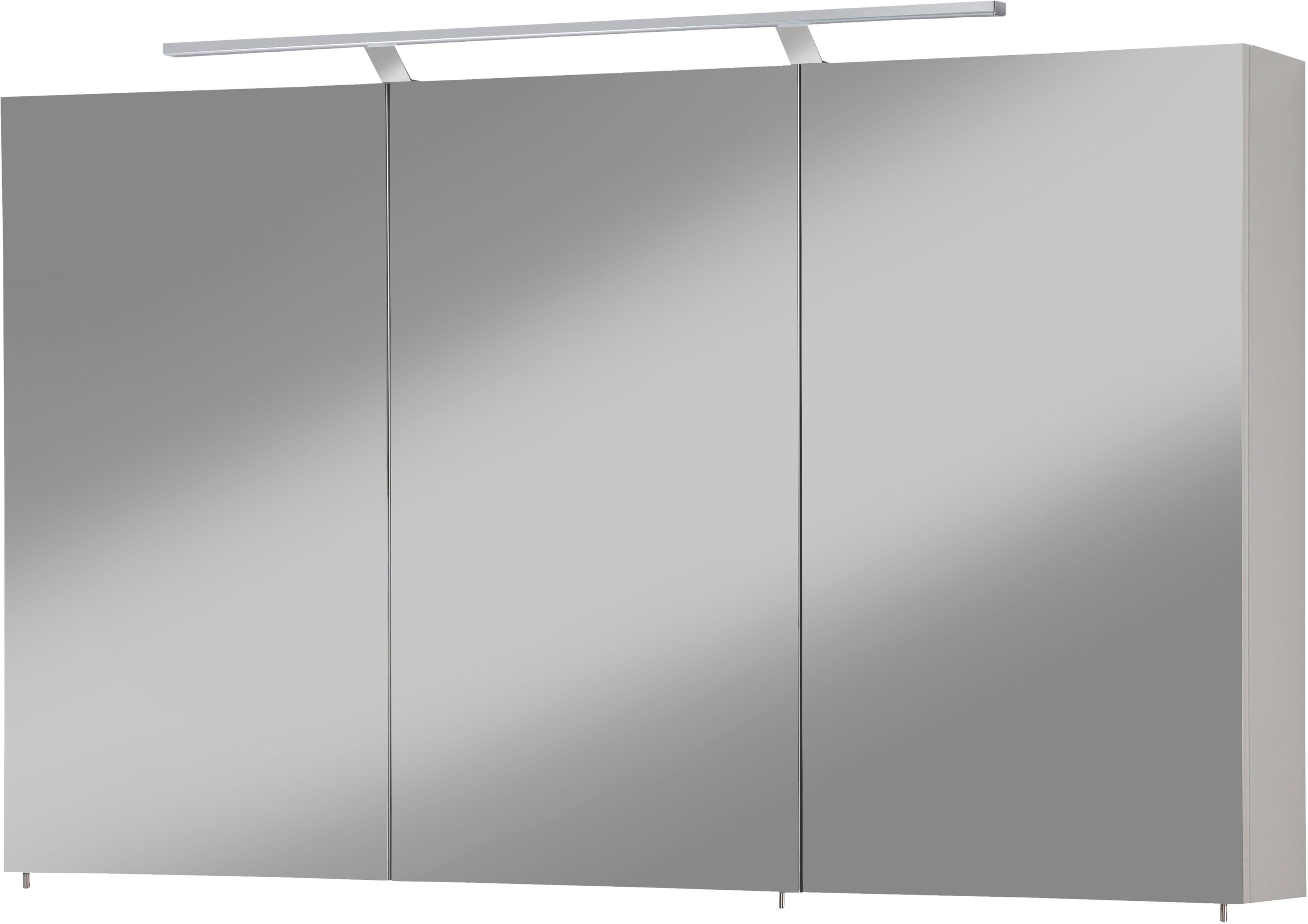welltime Spiegelschrank Torino Breite 120 cm, 3-türig, LED-Beleuchtung, Schalter-/Steckdosenbox