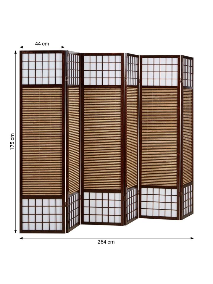Homestyle4u 6-tlg. Paravent in Braun 264x175 günstig kaufen onesize