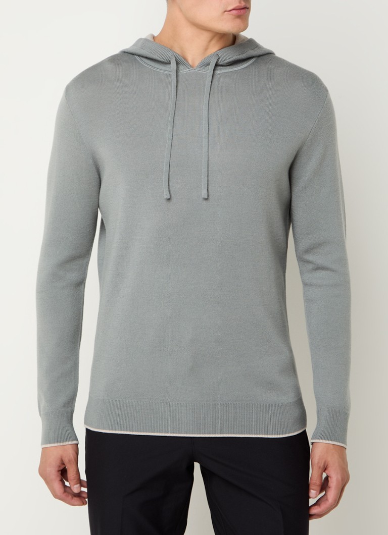 Boggi Milano Fine-knit wool blend sweater with hood