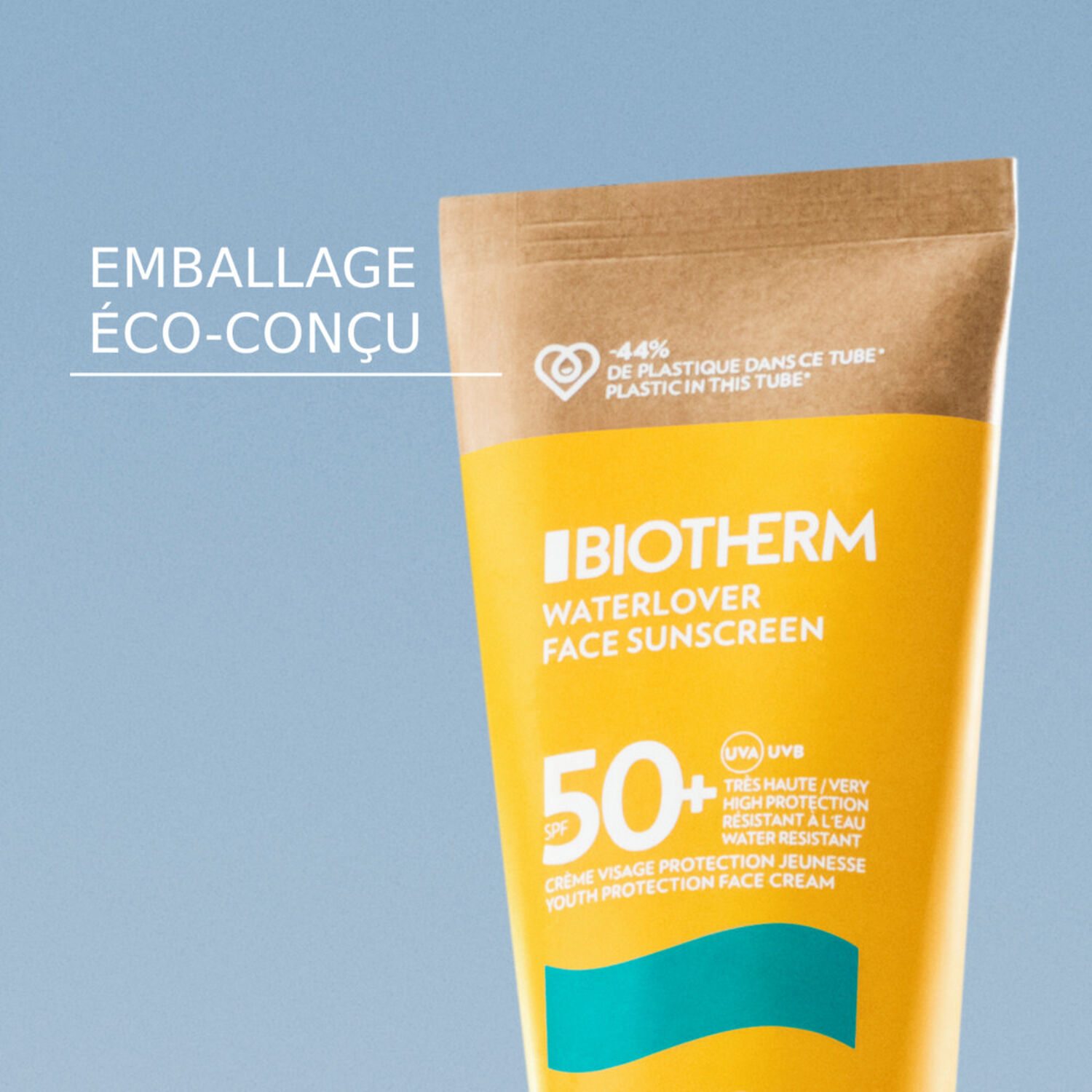 Biotherm Waterlover crème solaire visage SPF50+ Crème solaire visage protection jeunesse pour prévenir le photovieillissement