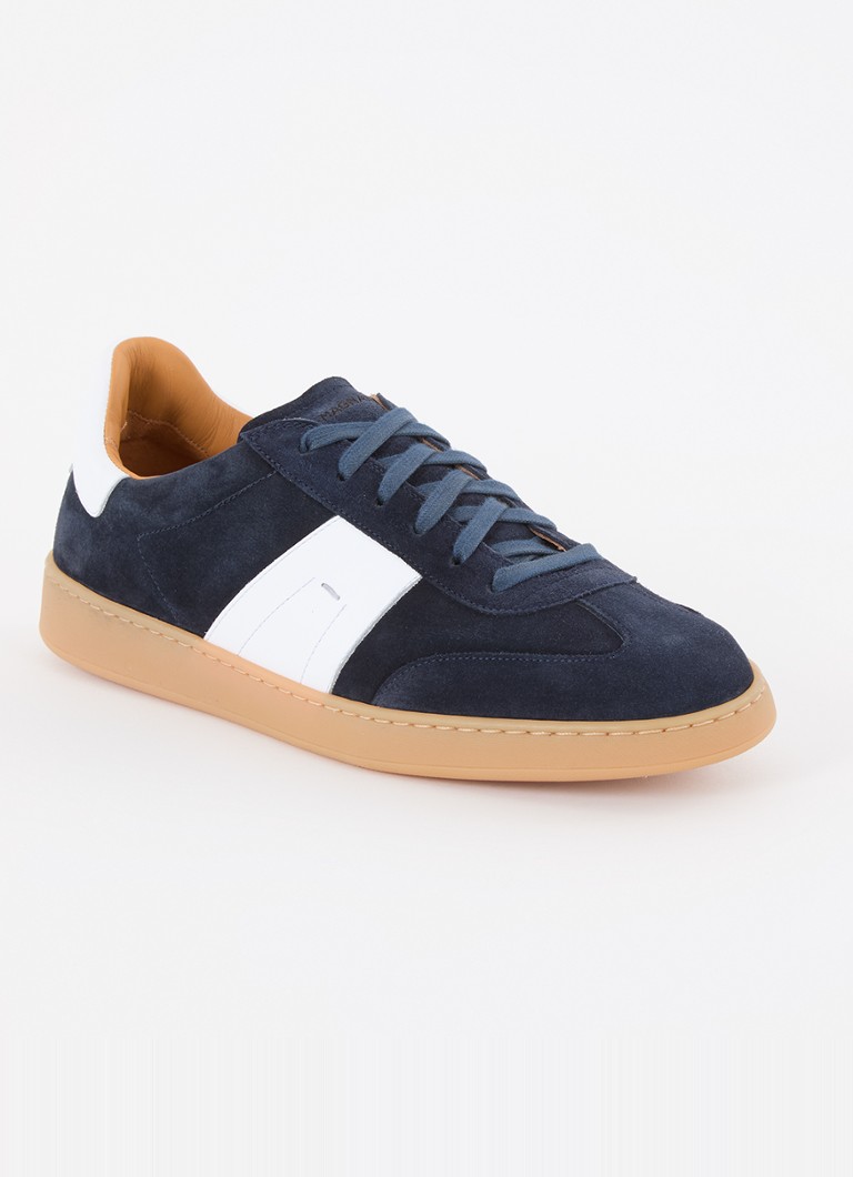 Magnanni suede sneaker with leather details