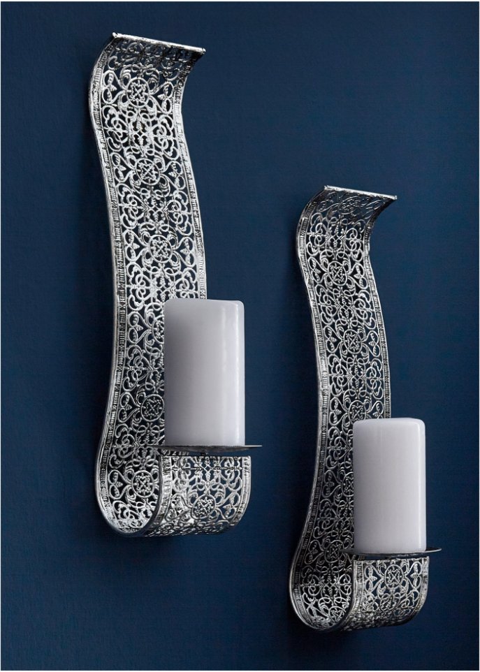 Wandkerzenhalter mit Ornamenten (2er Pack)