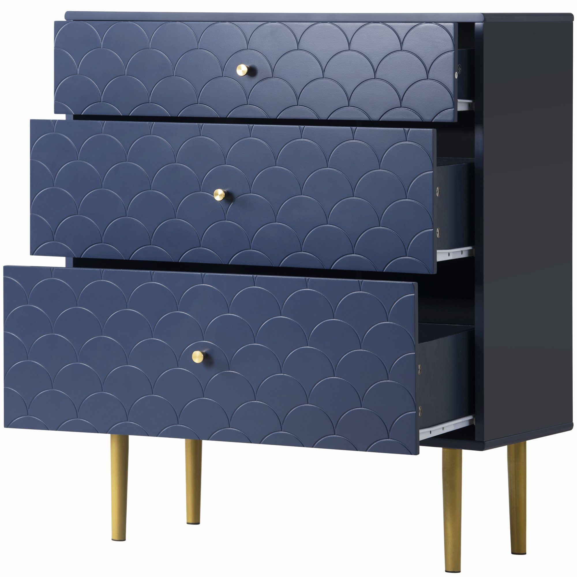 Flieks Kommode, Sideboard Fischschuppenmuster 75*40*89cm Marineblau