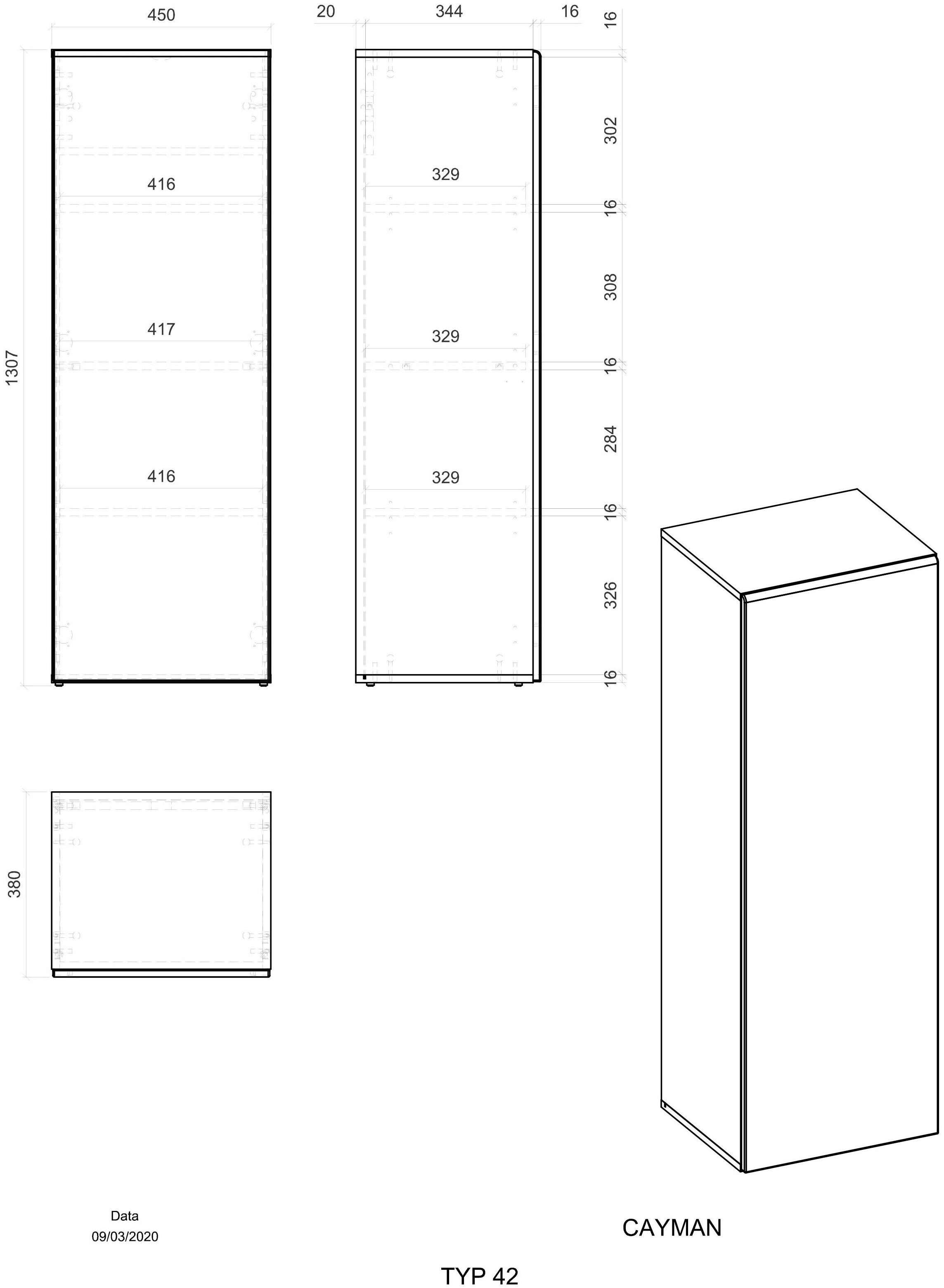 Places of Style Stauraumschrank CAYMAN Höhe ca. 131 cm