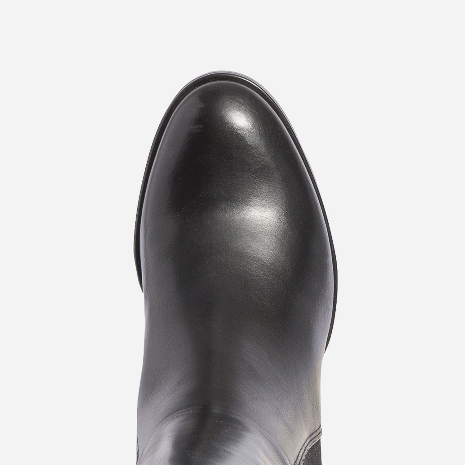 Botte noire en cuir éco-conçu avec large élastique latéral