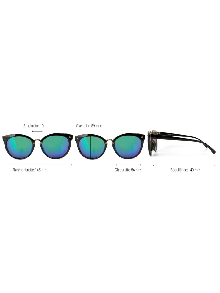 styleBREAKER Cateye Sonnenbrille in Schwarz / Grün-Blau verspiegelt günstig kaufen onesize