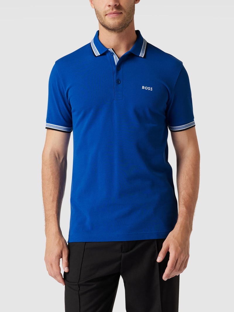 Regular Fit Poloshirt mit Label-Stitching Modell 'Paddy' in marineblau meliert