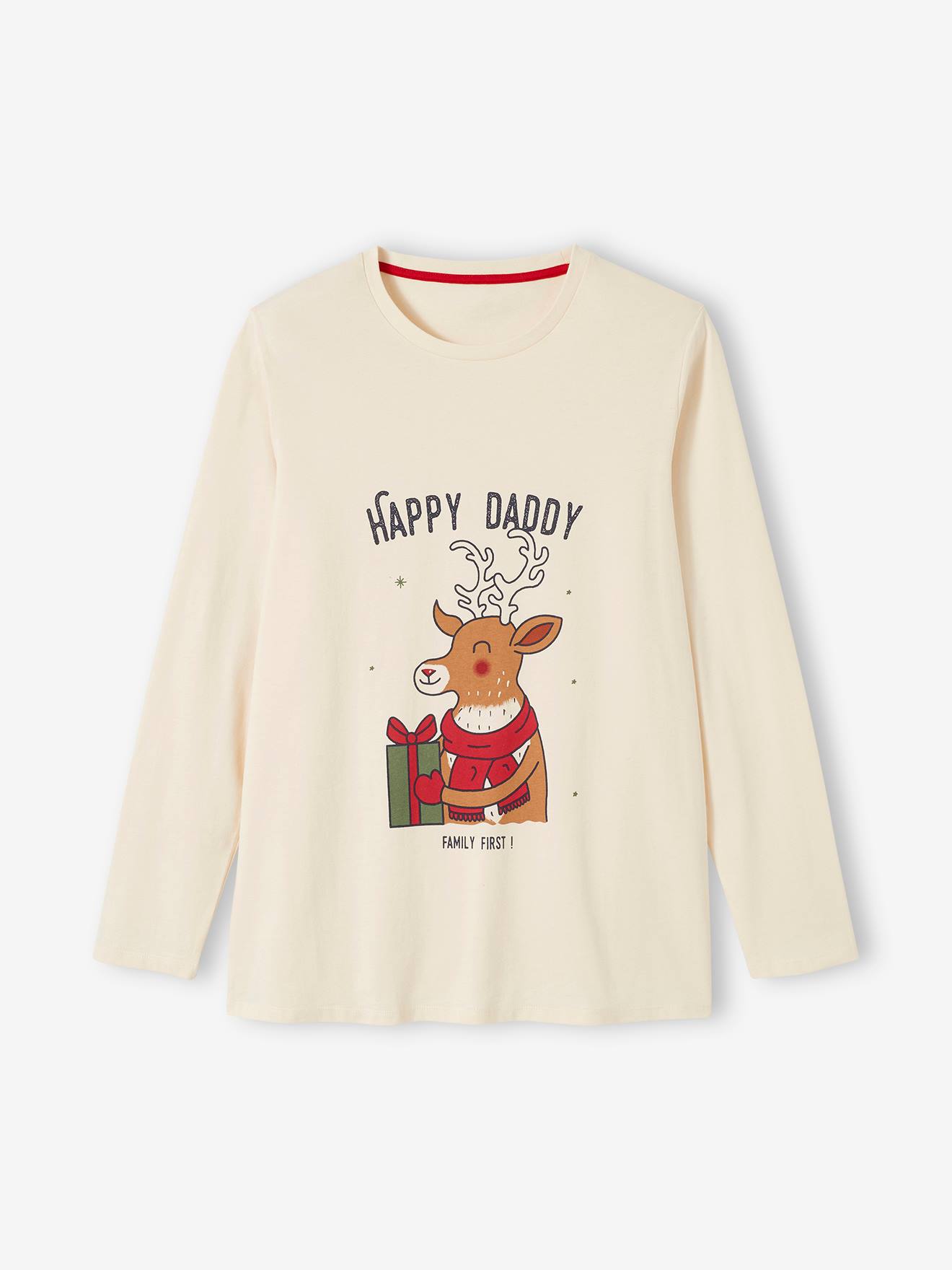 Vertbaudet Herren Weihnachts-Schlafanzug Capsule Collection FAMILY FIRST - wollweiß