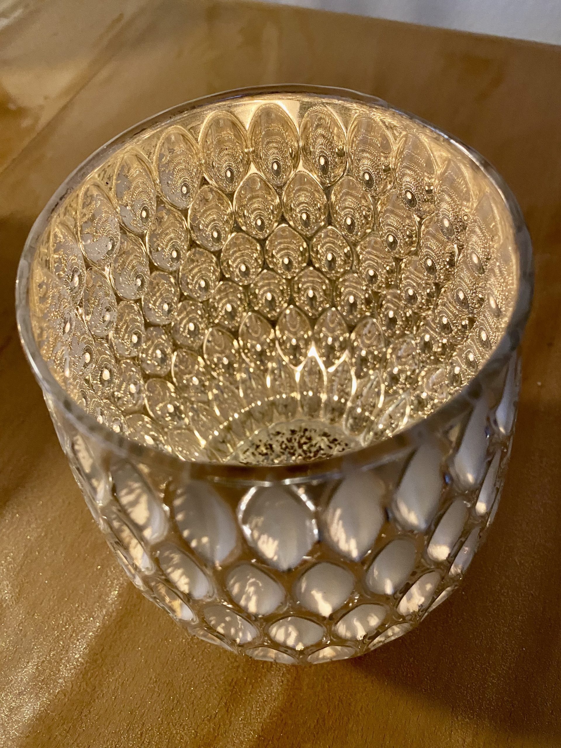 BOLTZE Windlicht, Glas, Mercury Glas geprägt
