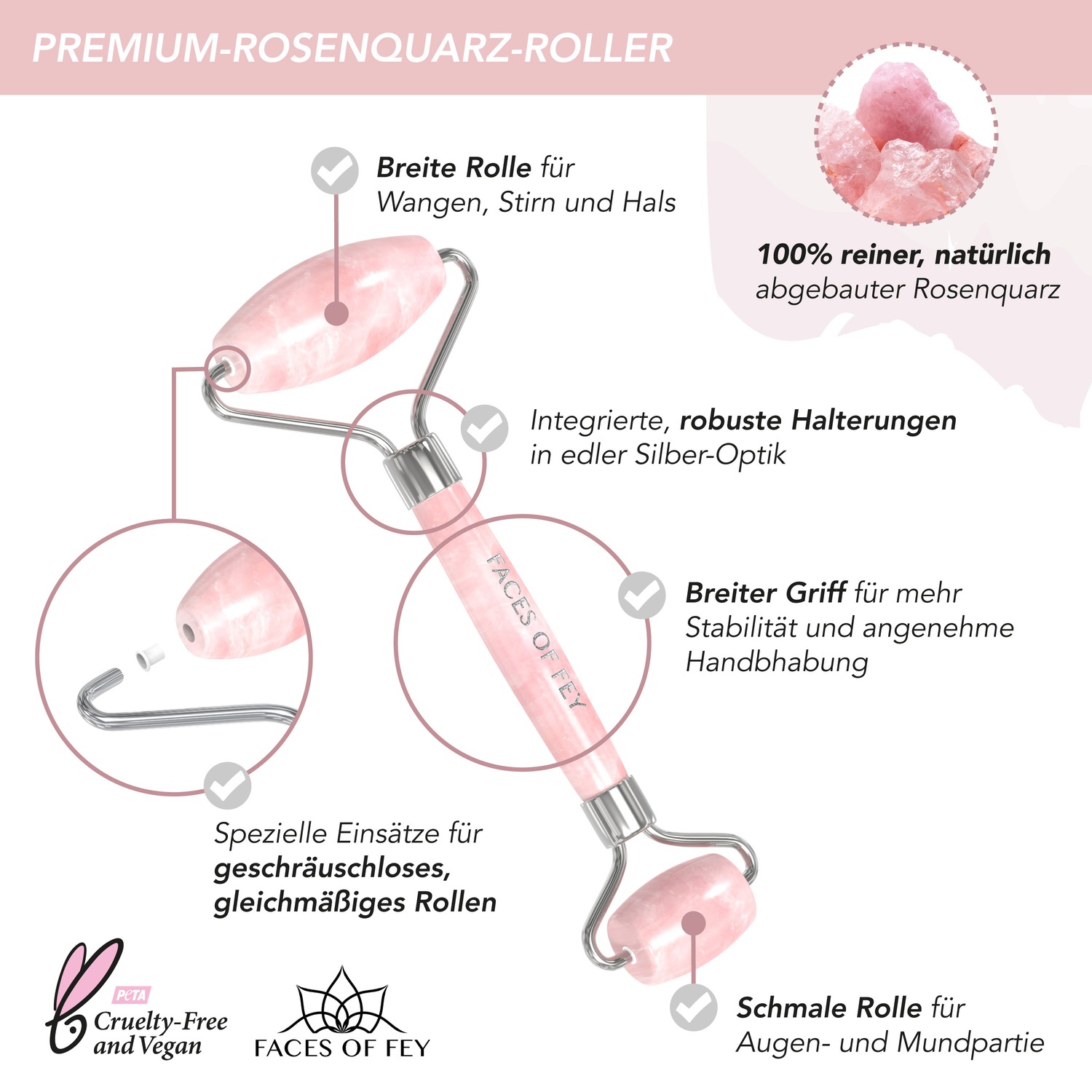 Rosenquarz-Roller