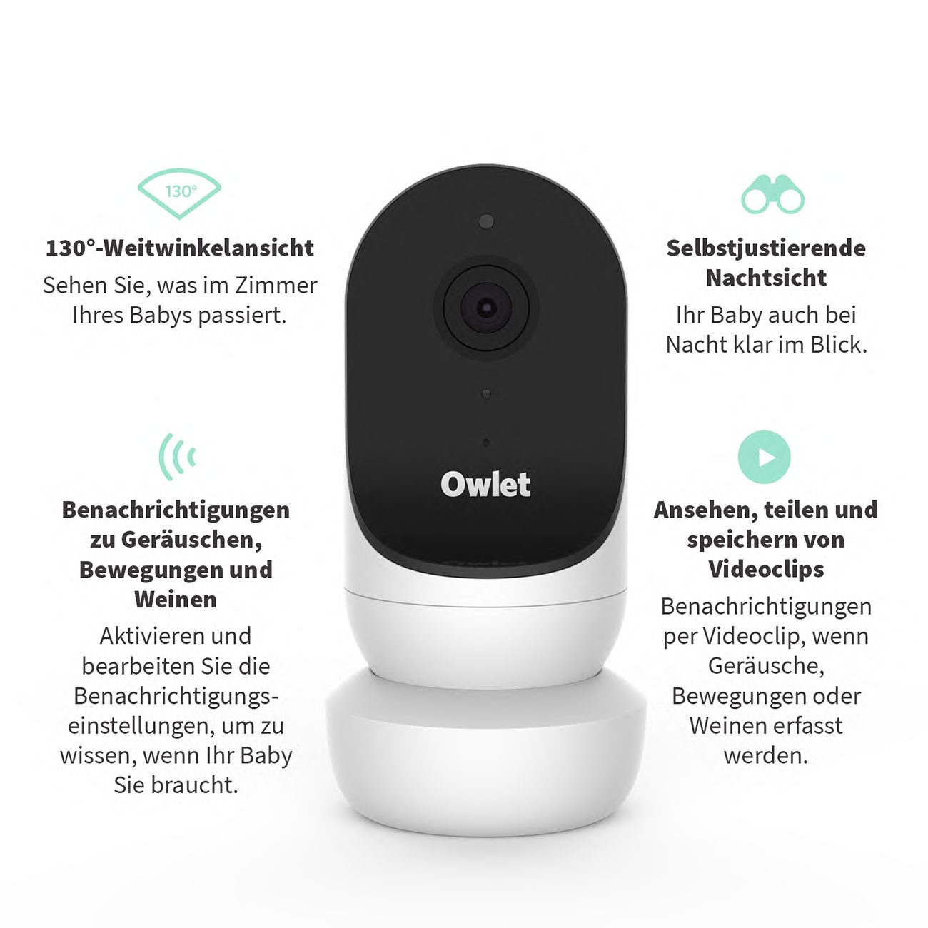 Owlet Baby Care DE Babyphone, Babyphone Duo 2: Smart Sock 3 und HD Kamera 2
