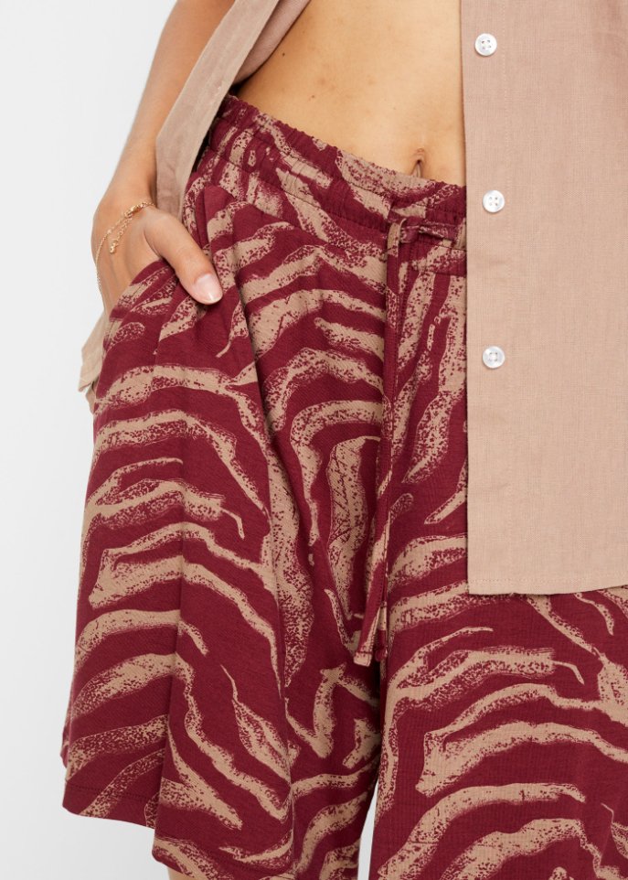 Weite Viskose-Jerseyshorts mit High-Waist-Bequembund