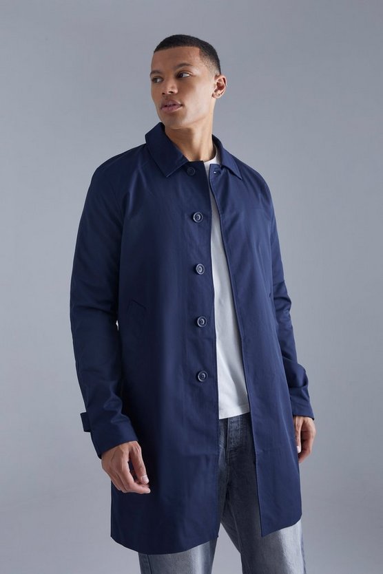 Tall einreihiger Twill-Trenchcoat