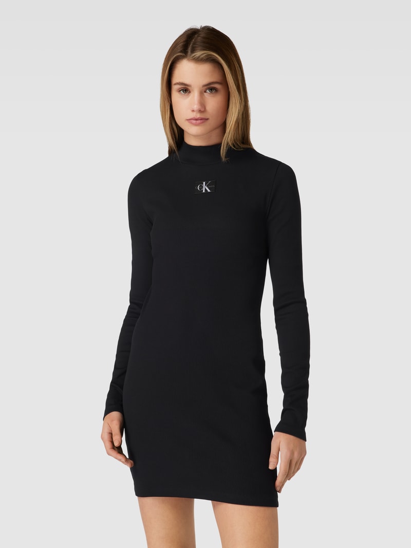 Minikleid mit Feinripp in black