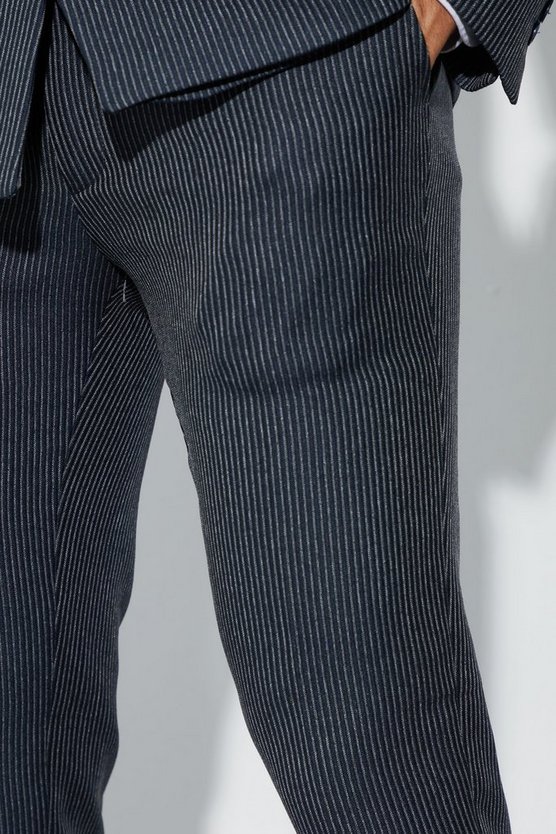 Strukturierte Skinny Hose mit Bundfalten