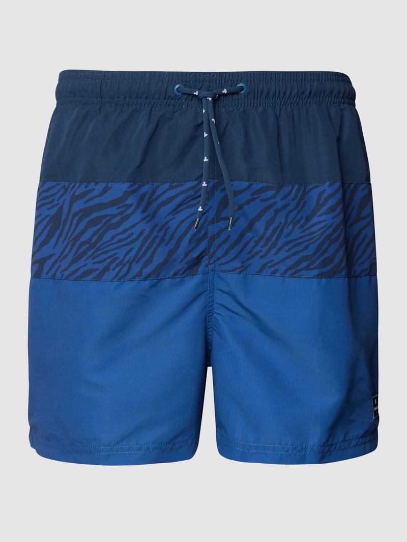 Badehose mit Label-Patch in marineblau