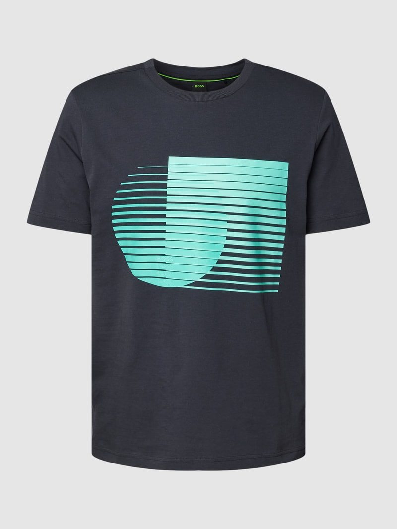 T-Shirt mit Motiv-Print Modell 'Tee 6' in marineblau