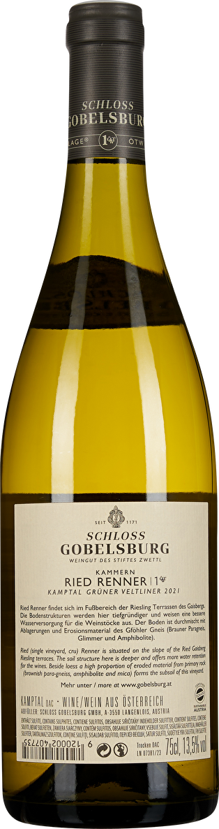 Schloss Gobelsburg Grüner Veltliner Ried Renner 1ÖTW Erste Lage 2021