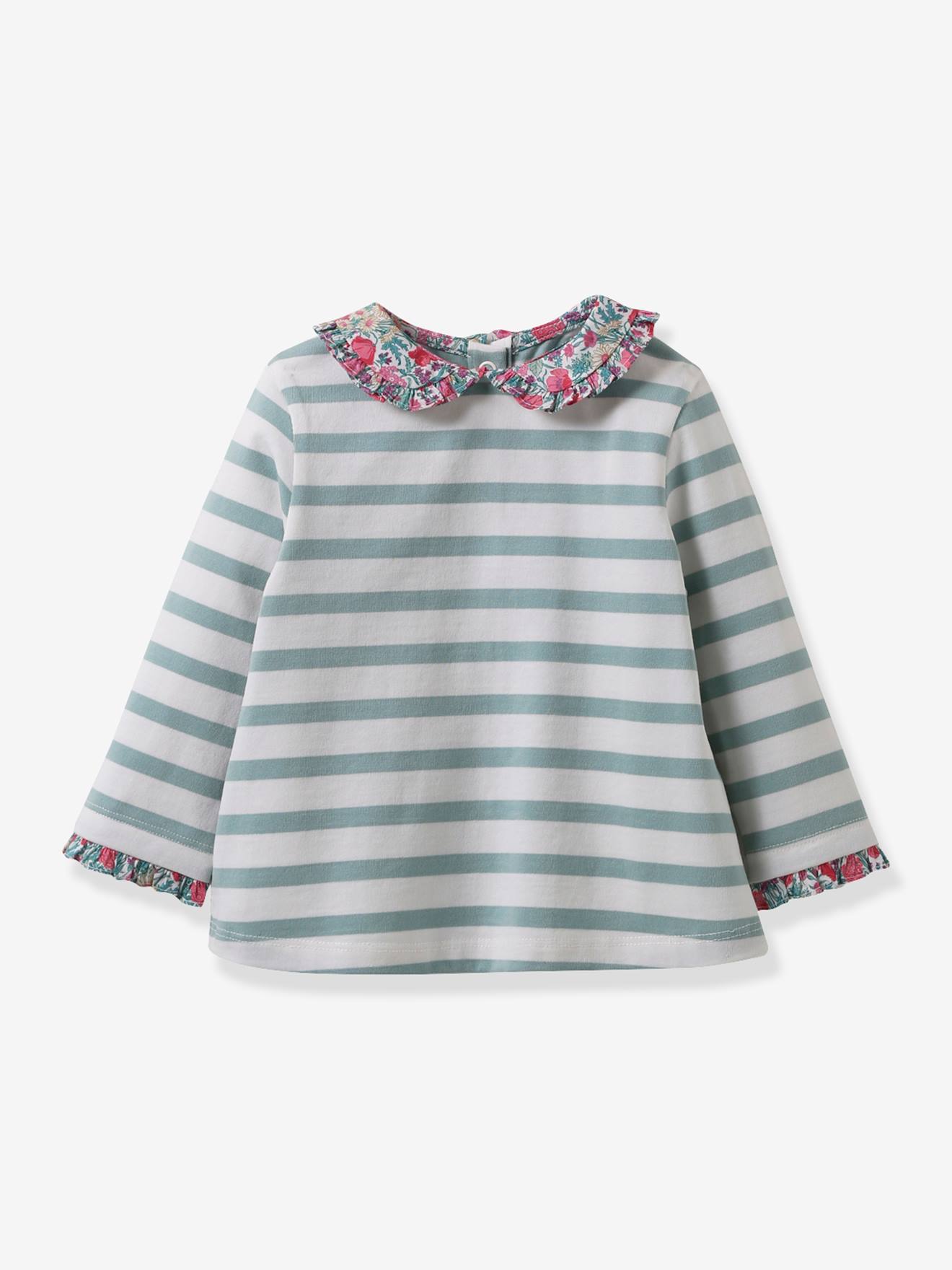 Cyrillus Baby Ringelshirt mit Liberty-Details CYRILLUS, Bio-Baumwolle - rosa