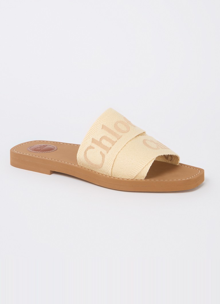 Pantofole in lino Chloé Woody con logo