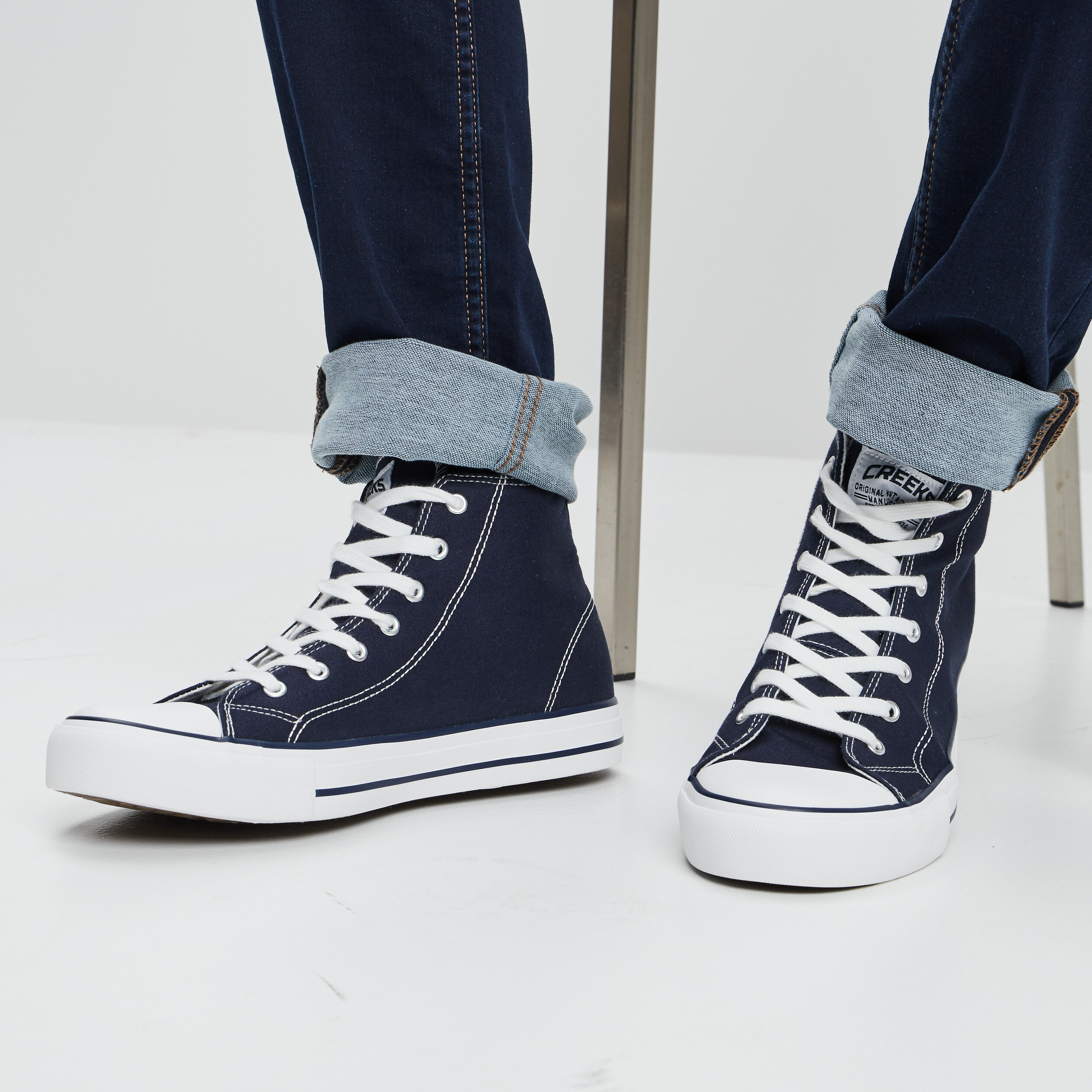 Baskets montantes en toile Creeks bleu marine homme | La Halle