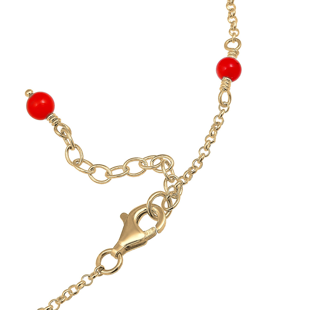 Elli Elli Bracelet de Cheville Tendance Coloré Balles Corail Rouge Bracelet de Chevill Bijoux
