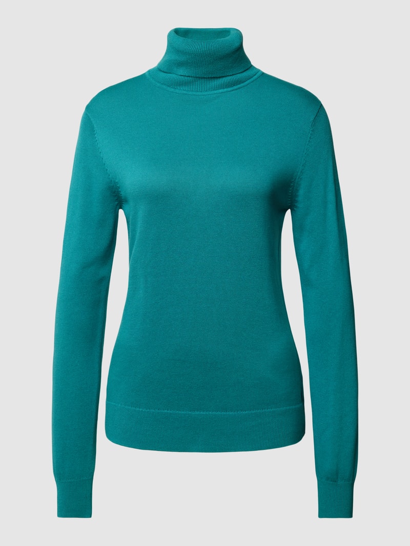 Rollkragenpullover in Melange-Optik in petrol