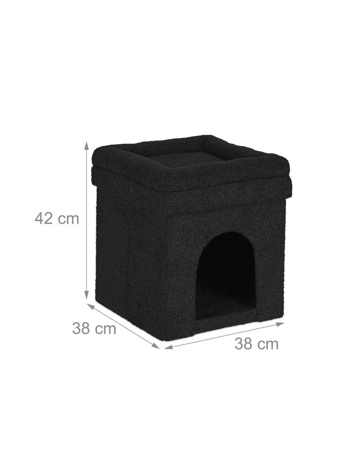 relaxdays Katzenhöhle in Schwarz -  (B)38 x (H)42 x (T)38 cm günstig kaufen onesize