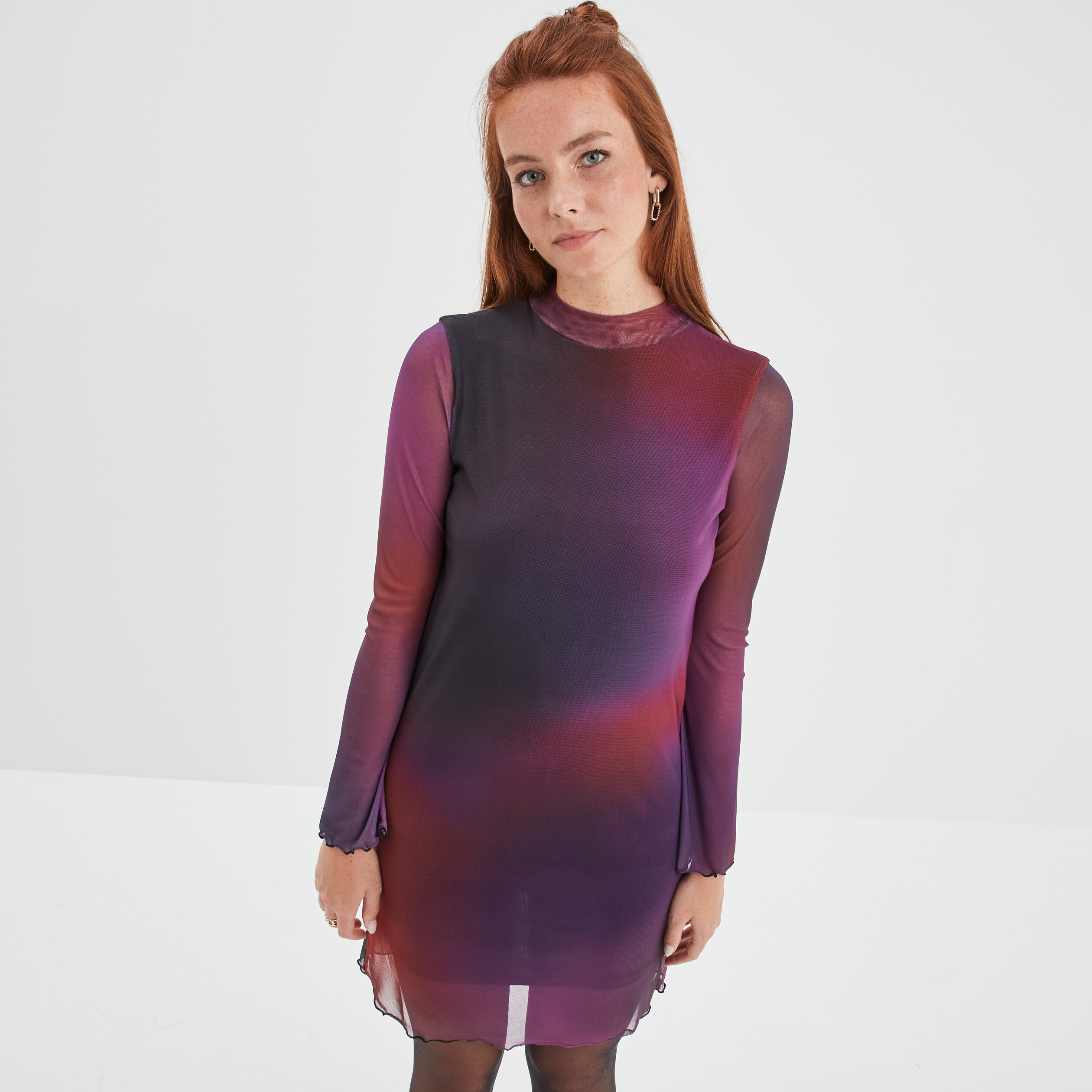 Robe mesh courte col montant noir femme | La Halle