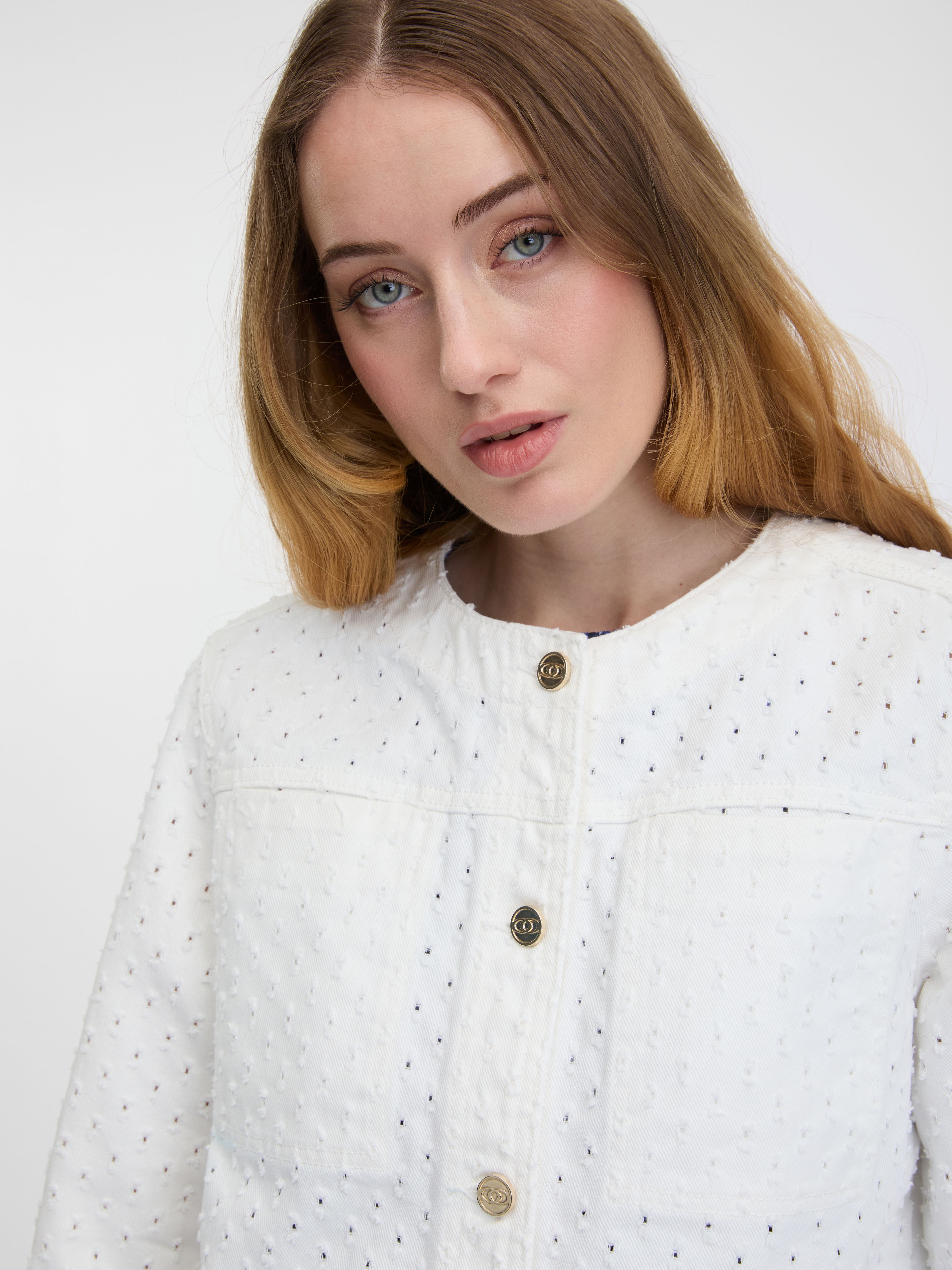 Weiße Damen-Jeansjacke ORSAY