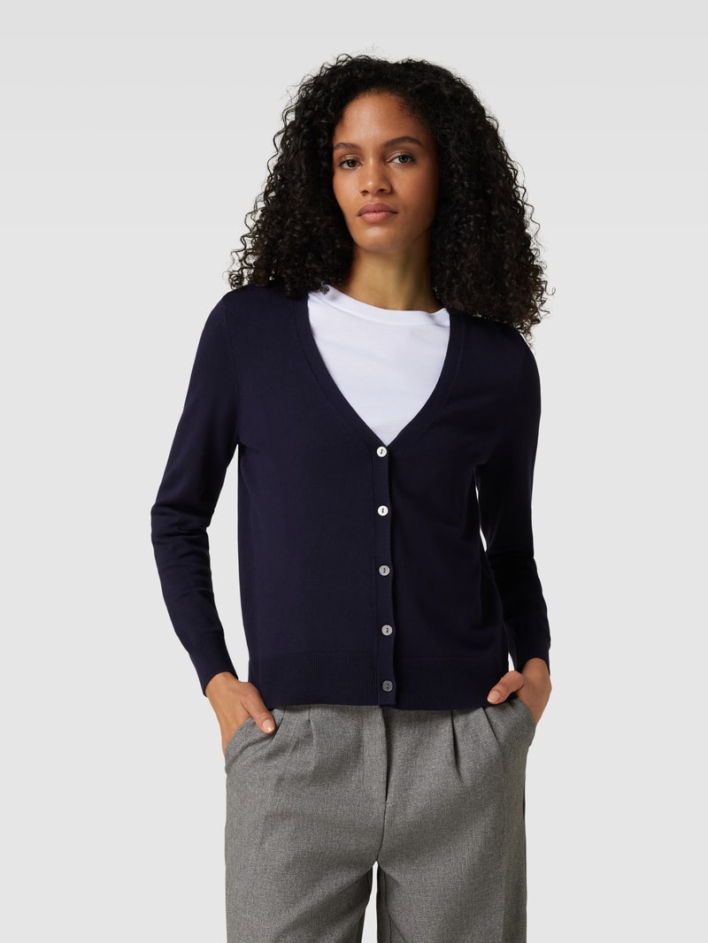 Strickcardigan mit tiefem V-Ausschnitt in dunkelblau