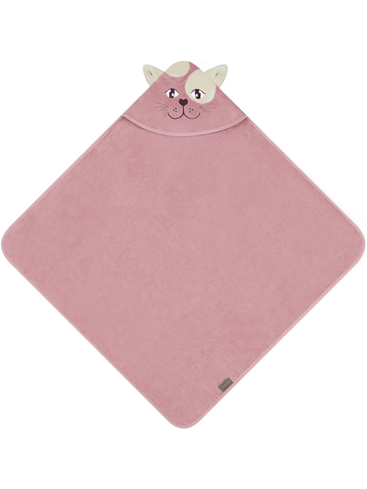 normani Baby Kapuzenhandtuch aus Bio-Baumwolle Luanda in Rosa günstig kaufen 80 x 80 cm