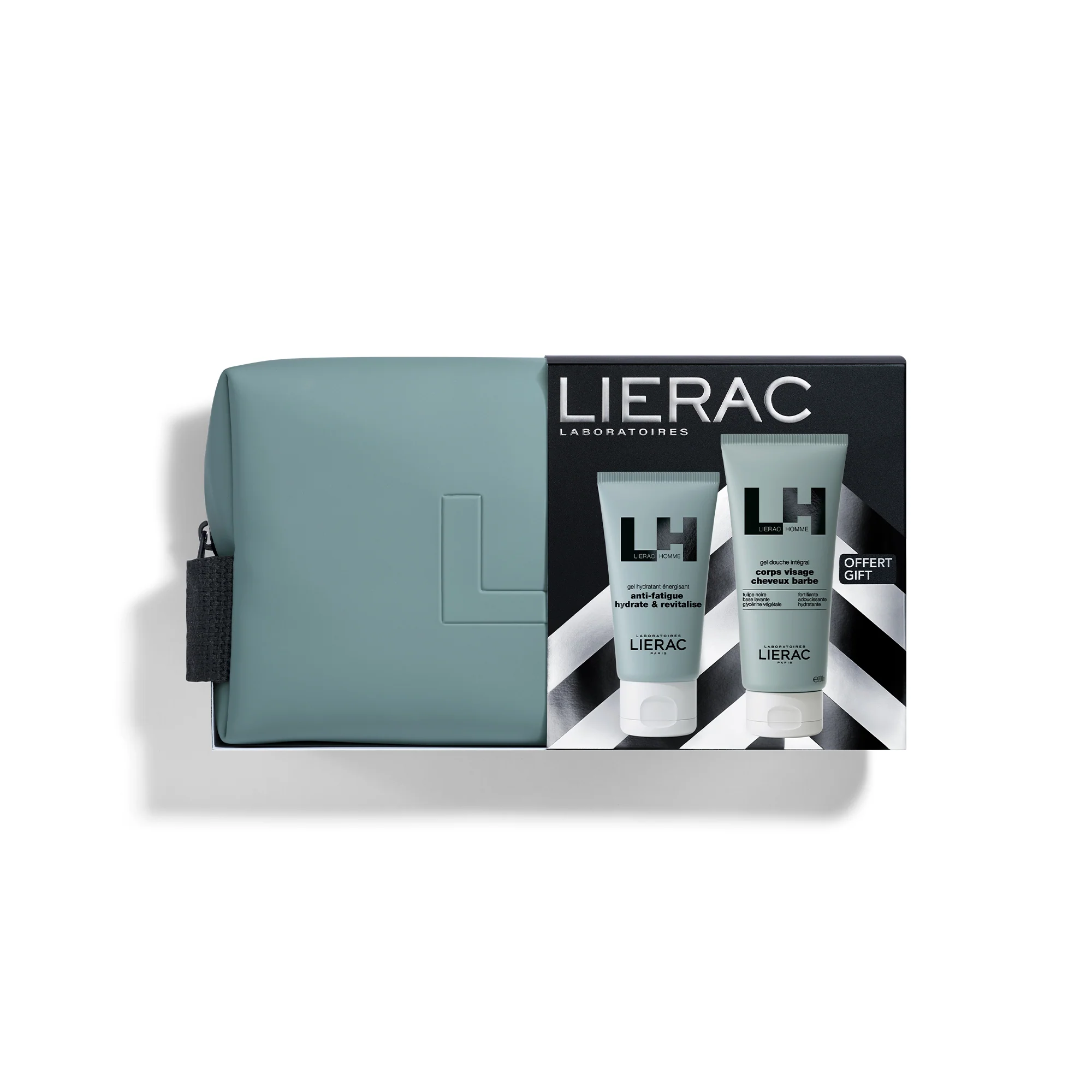 Lierac Homme Gel Idratante + Gel Doccia + Pouch - Cofanetto Idratante, Gel viso uso quotidiano