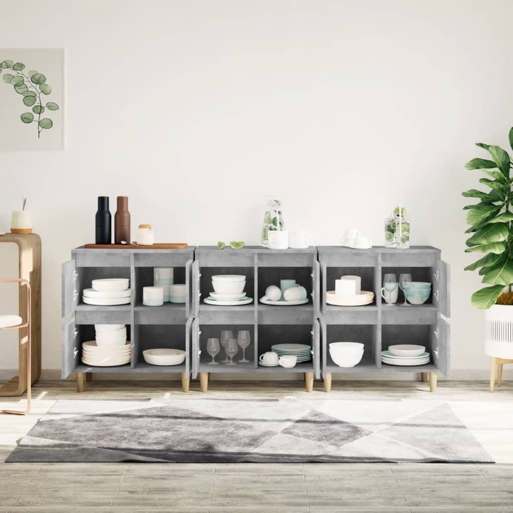 vidaXL Anrichte Sideboards 3 Stk Betongrau 60x35x70 cm Holzwerkstoff Kommode