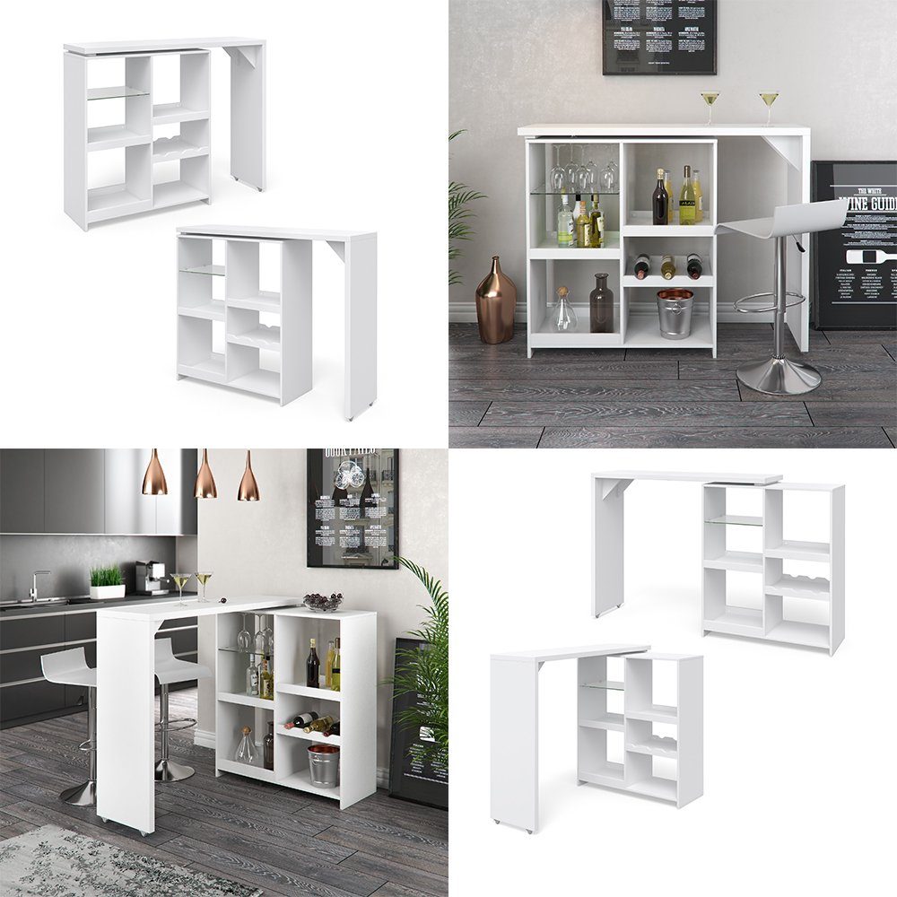 Vicco Bartisch Bartresen Stehtisch Bistrotisch VEGA Weiß drehbar