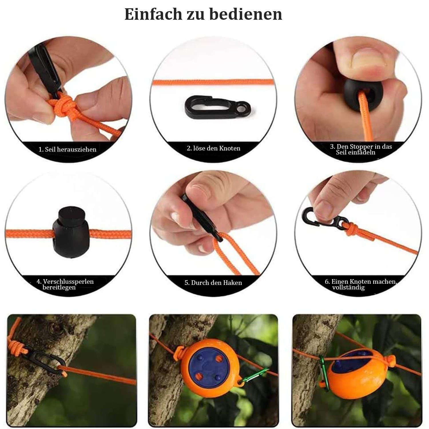Blusmart Wand-Wäscheleine 8m Wäscheleine Camping Tragbare Wäscheständer, für Badezimmer, Waschküche, Garten oder Reise