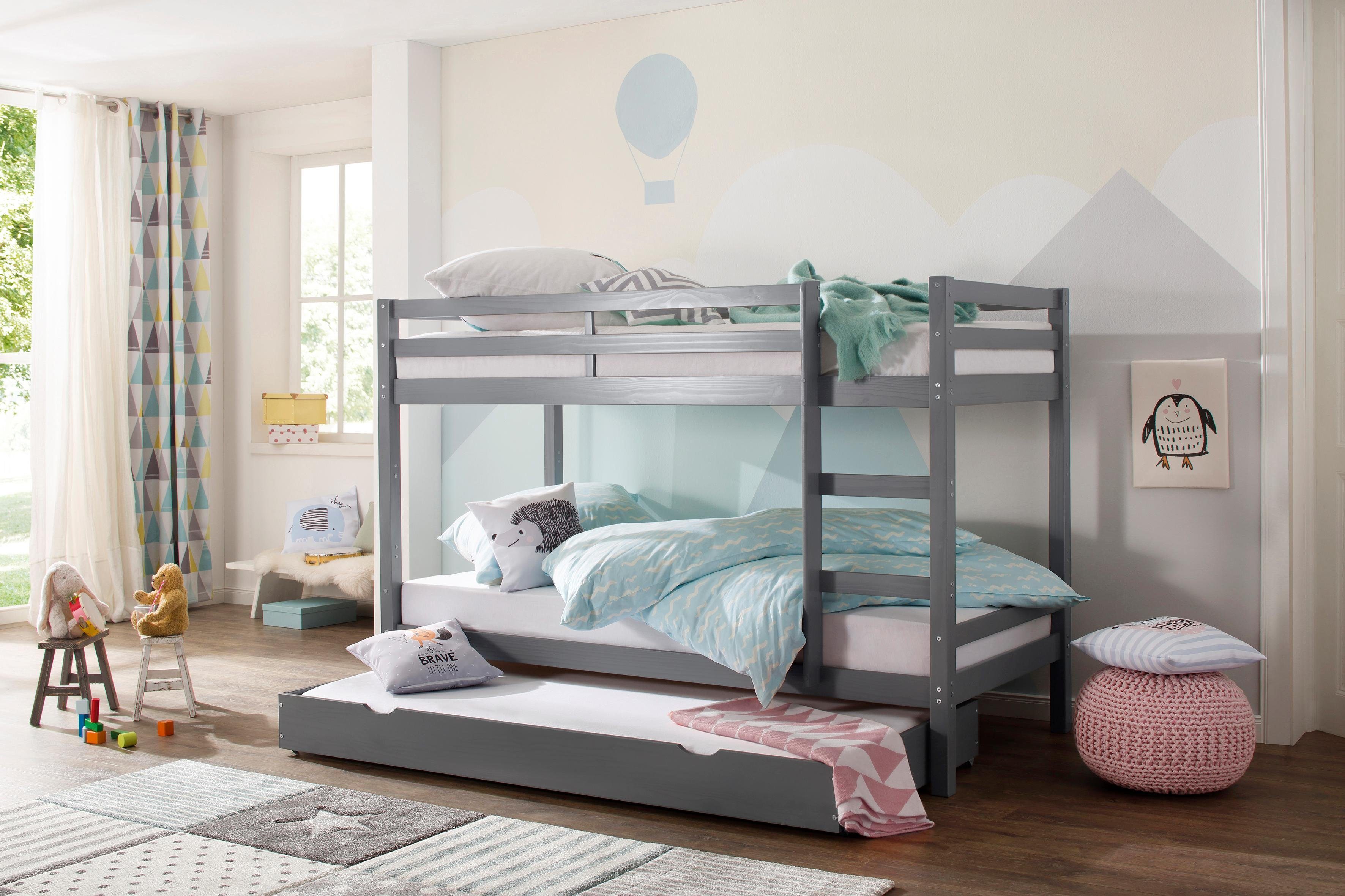 Lüttenhütt Etagenbett Alpi, Deal für begrenzte Zeit!, aus schönem massivem Kiefernholz, Stockbett, Liegeflächenlänge 200 cm