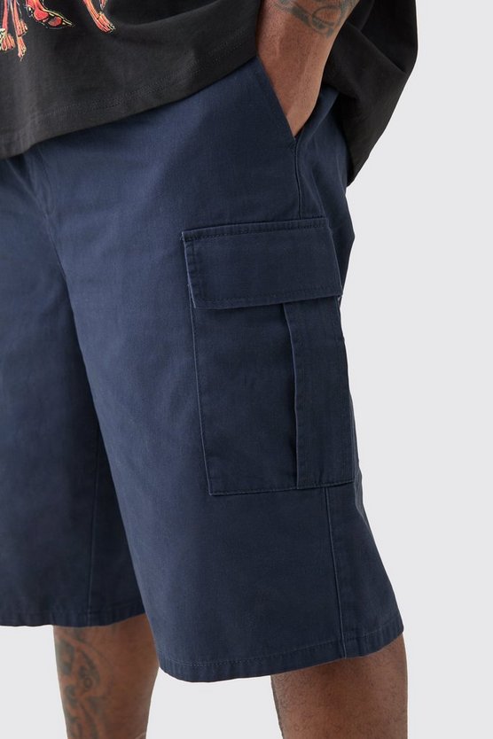Plus lockere Cargo-Shorts mit elastischem Bund
