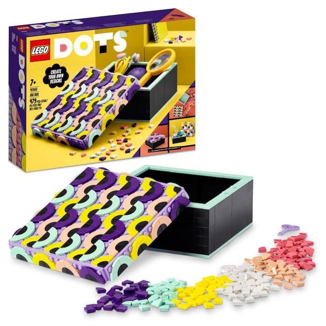 LEGO® 41960 DOTS La Grande Boîte, Activité Manuelle pour Créer un Espace de Rangement pour Chambre d'Enfants, dès 6 ans violet
