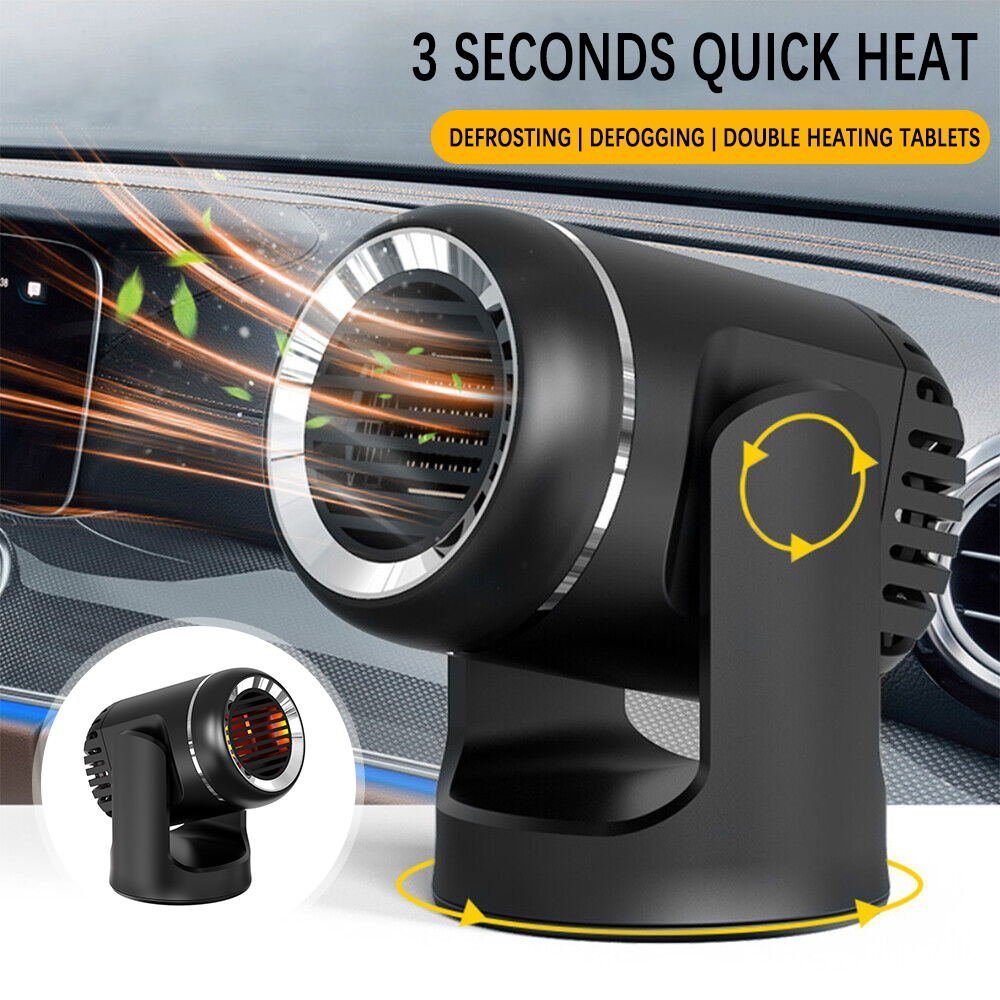 meeteu Heizlüfter 12V 200W Auto Heizung Luftheizung Defroster, 2 in 1 KFZ Truck Heizlüfter, Tragbare, 360° drehbar