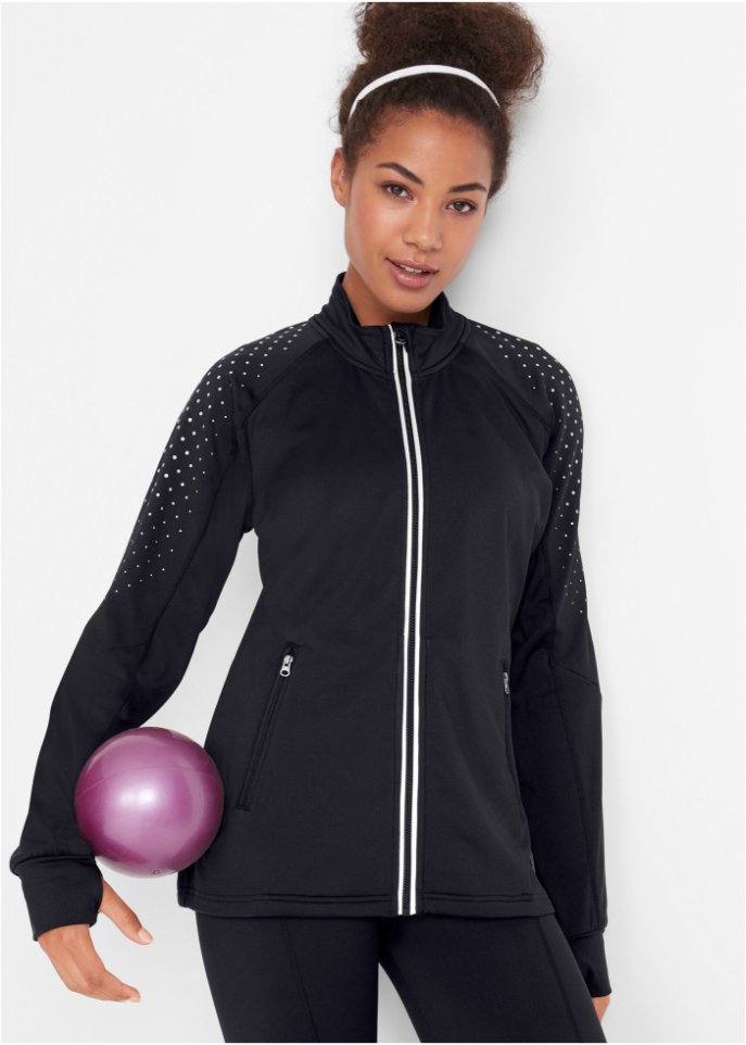 Thermo Sportjacke mit reflektierendem Druck