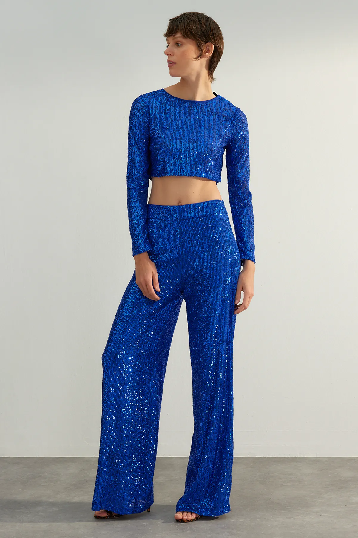 Trendyol Collection  Saks Shiny Pailletten-Hose mit Pailletten TPRAW24PL00020