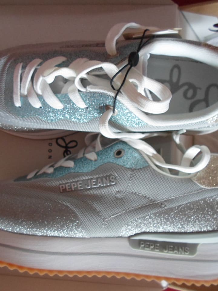 Pepe Jeans FOOTWEAR Sneakers in Silber-Grau & Türkis gr 39 günstig kaufen 39