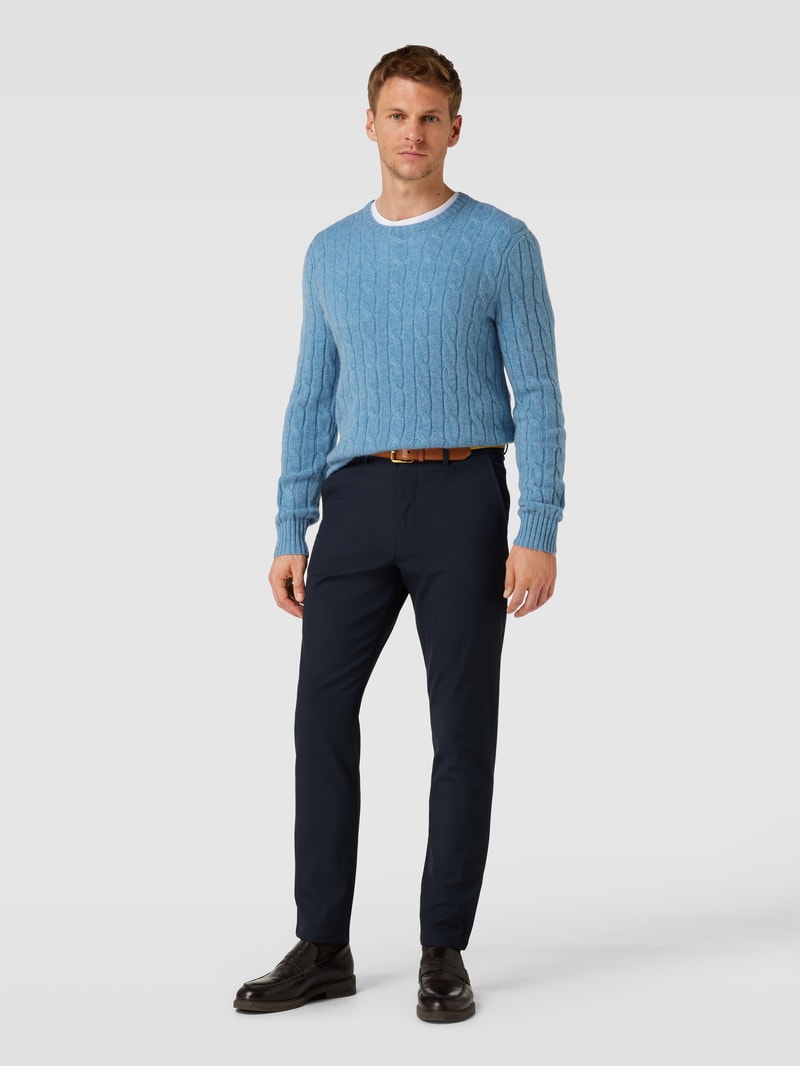 Kaschmirpullover mit Zopfmuster in hellblau