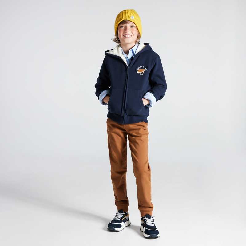Sweat-shirt doublé en polaire sherpa bleu garçon