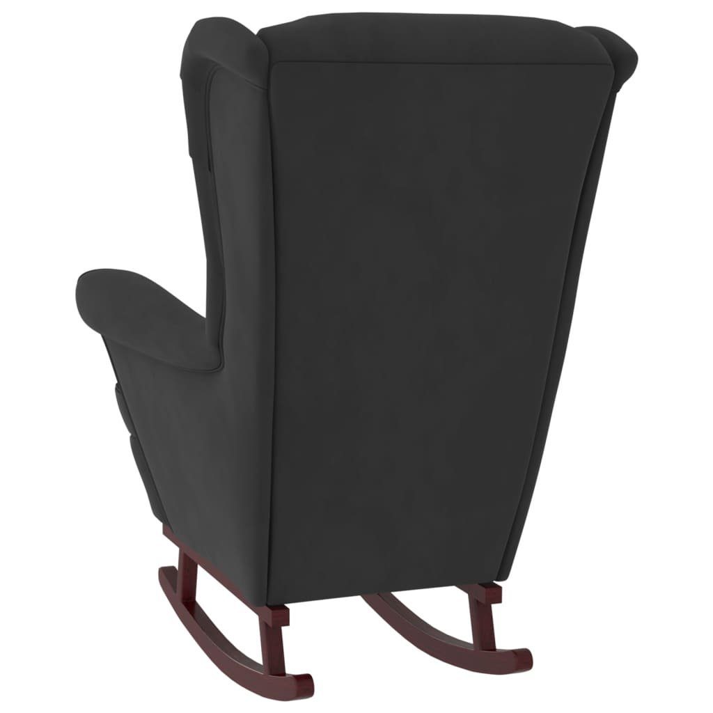 vidaXL Schaukelstuhl Schaukelstuhl mit Massivholz-Gummibeinen Schwarz Samt (1 St)