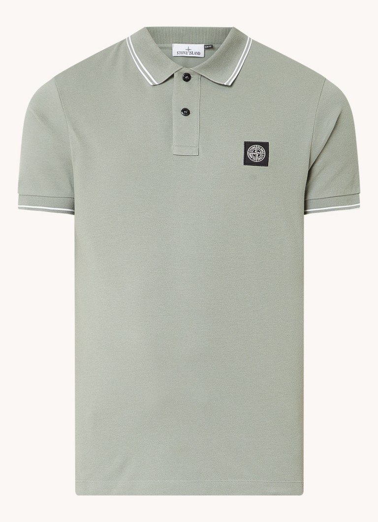 Stone Island 2SC18 pieguļošs polo krekls no organiskas pikē kokvilnas ar logotipu