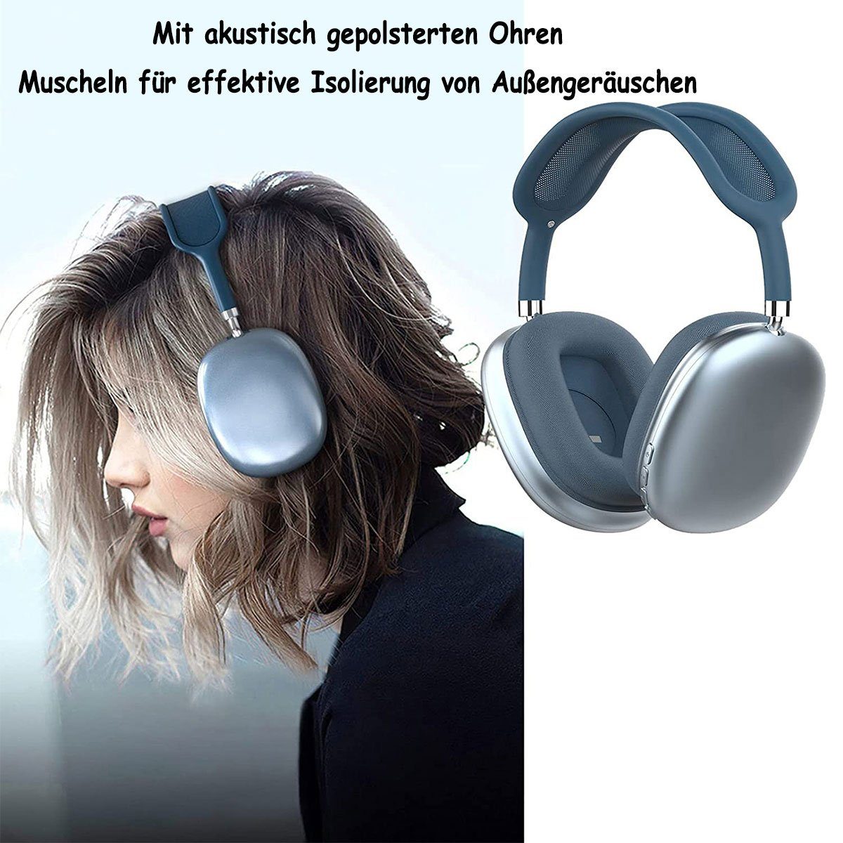 Diida Kabelloses Bluetooth-Headset, Headset für Musik, Gaming-Headset Funk-Kopfhörer (Geräuschunterdrückung, Stereo-Kopfhörer, Sport-Kopfhörer)