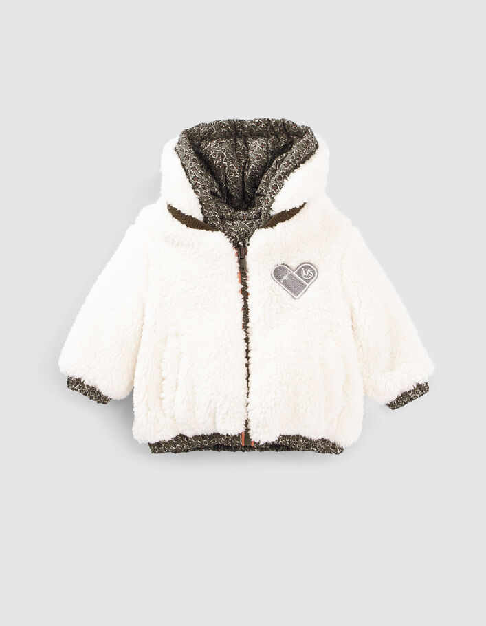 Doudoune réversible léopard floral ou Sherpa bébé fille
